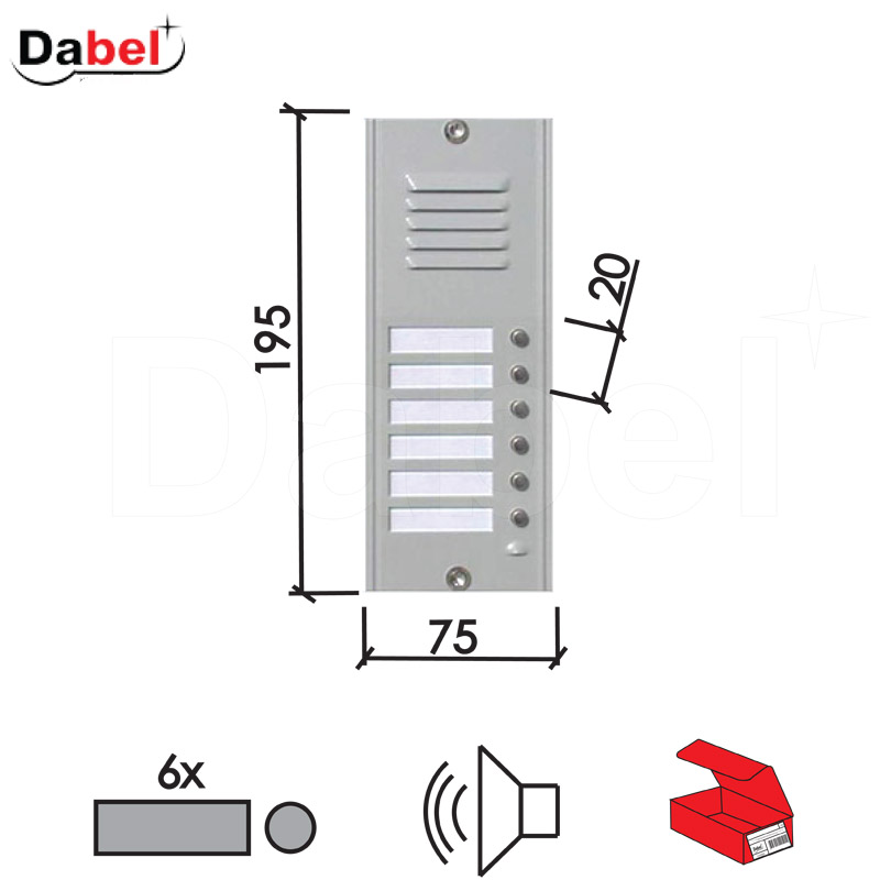 Tastatura za audio interfon  Silver   sa 6 tastera i mz  1ALR6