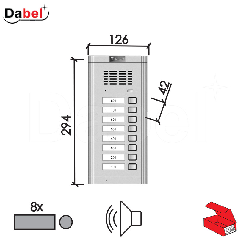 Tastatura za audio interfon  Silver   dvožični T2-8