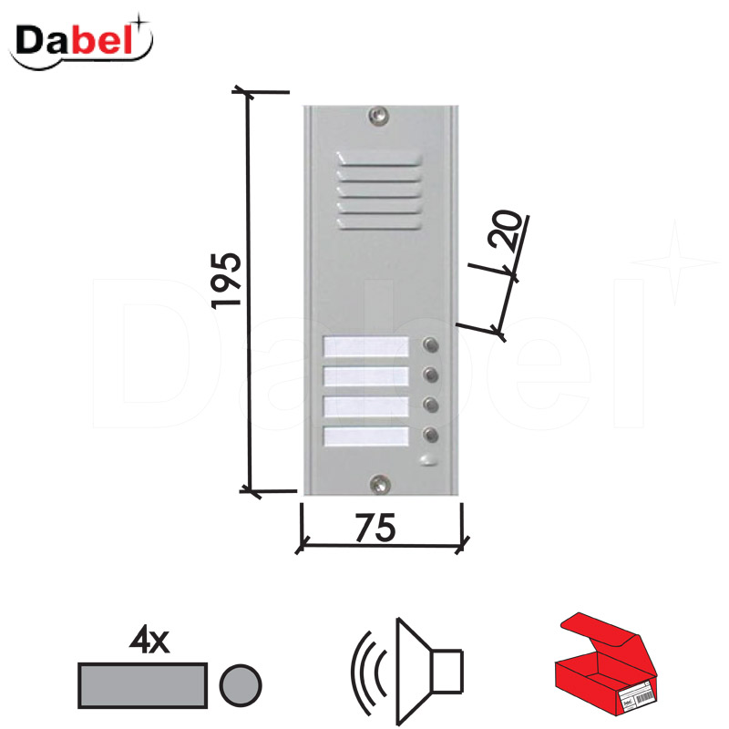 Tastatura za audio interfon  Silver   sa 4 tastera i mz  1ALR4