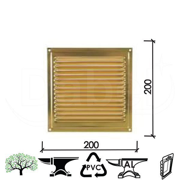 Rešetka ventilaciona za vrata REŠ1 Ms 200x200 mm   DP1