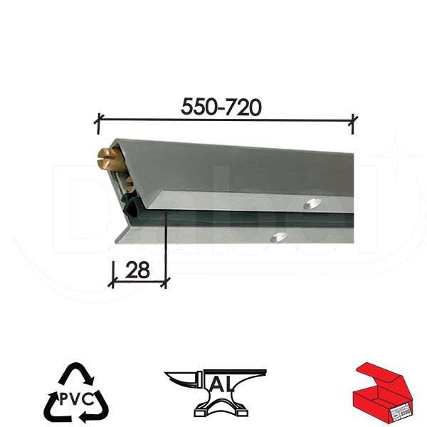 Padajući dihtung za vrata GU 1 Alum 550-720x28 mm   Q