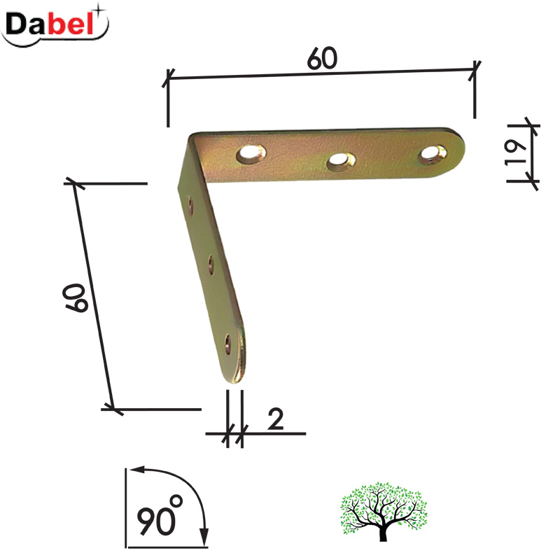 Ugaonik za nameštaj U4123 ZnŽ 60x60x19/2,0mm   Q