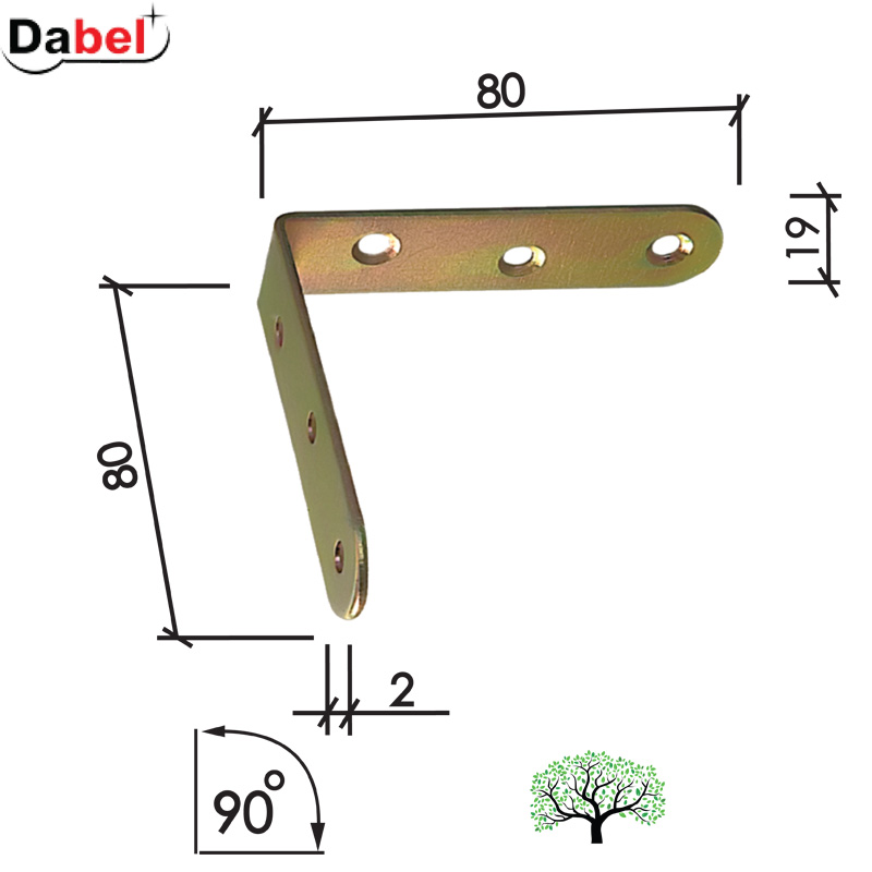 Ugaonik za nameštaj U4123 ZnŽ 80x80x19/2,0mm   Q