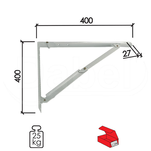 Nosač police preklopni N3 Bela 400x400/27mm  25kg Q