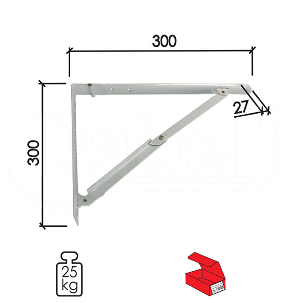 Nosač police preklopni N3 Bela 300x300/27mm  25kg Q