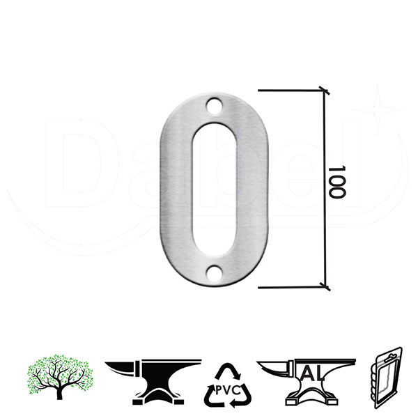 Kućni broj ARIEL-0 Inox 100mm  montaža vijak DBP1