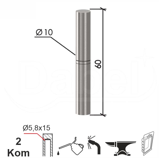Šarka bravarska za vrata SP3 Ne fi10x60mm (2kom)  DBP1
