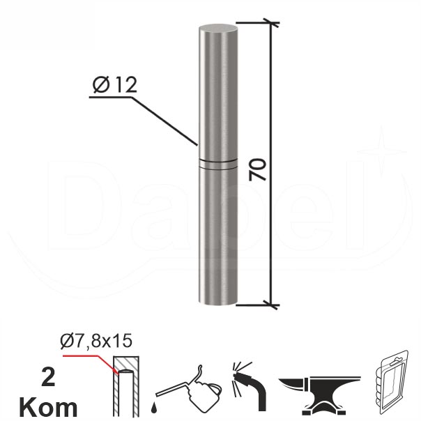 Šarka bravarska za vrata SP3 Ne fi12x70mm (2kom)  DBP1