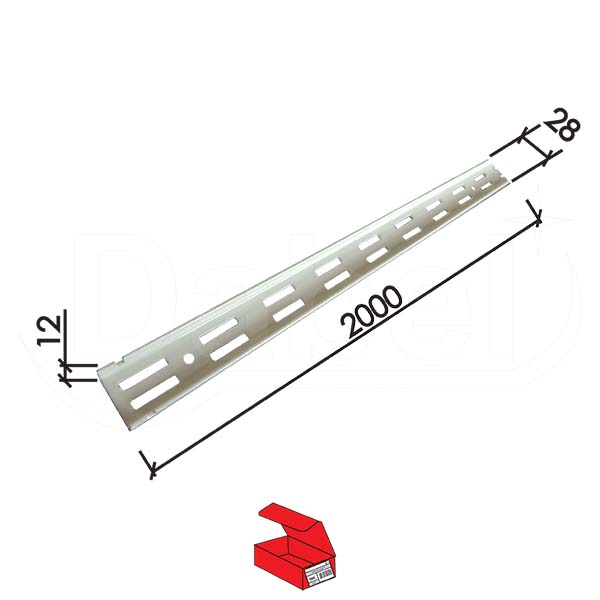 Šina za modularne nosače polica M5820 Bela 2000/28/12mm   Q