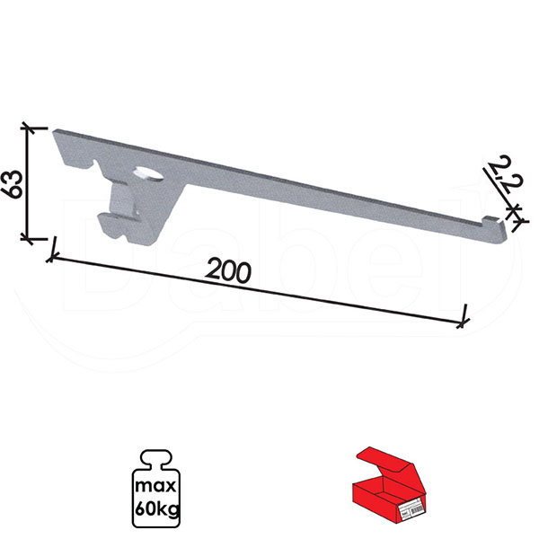 Nosač police modularni N5121 Silver 200/63/2,2mm   Q