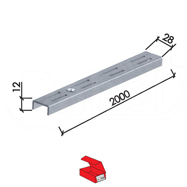 Šina za modularne nosače polica M5820 Silver 2000/28/12mm   Q