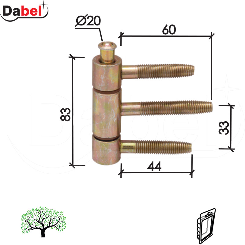 Šarka uvrtna za vrata SP320 ZnŽ 20mm   DP1
