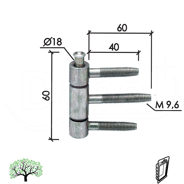 Šarka uvrtna za vrata SP310 ZnB fi 18 mm   DP1