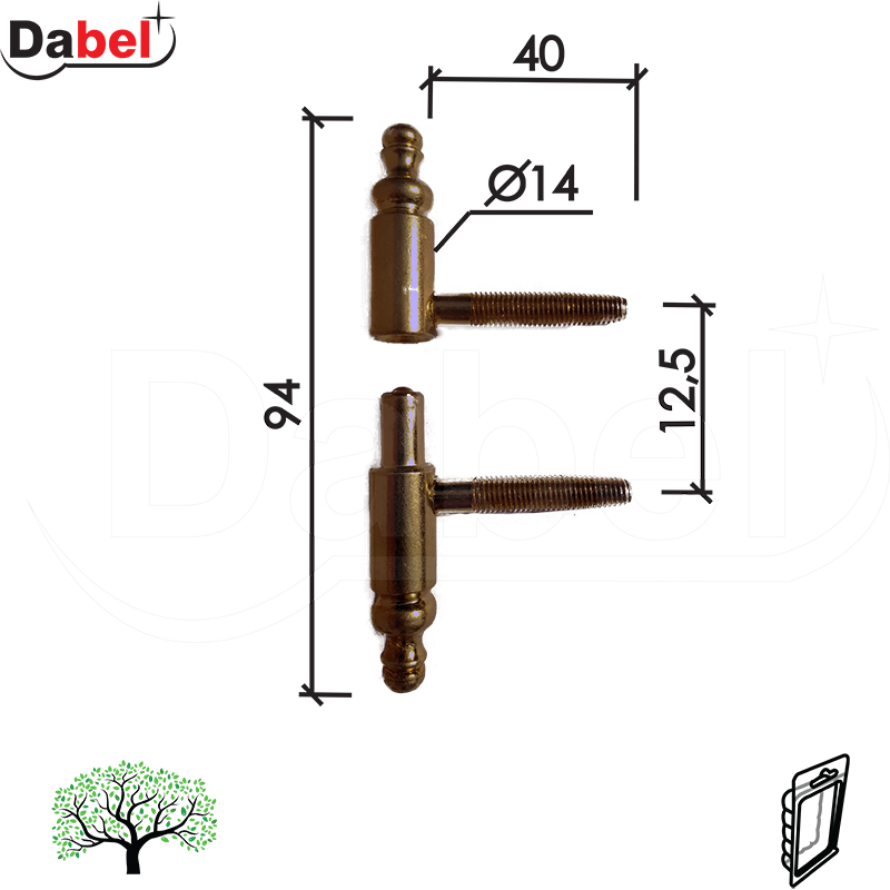 Šarka uvrtna za vrata SP190 Bz 14mm   DP1