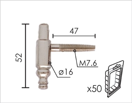 Šarka uvrtna za vrata SP190 ZnB 16mm (50kom) CG190160H002 Q