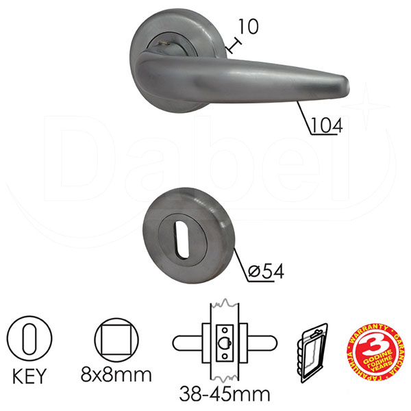 Kvaka rozeta za vrata GOCA Mat-Hr fi54/10/105/8/9mm  .Klj DBP3