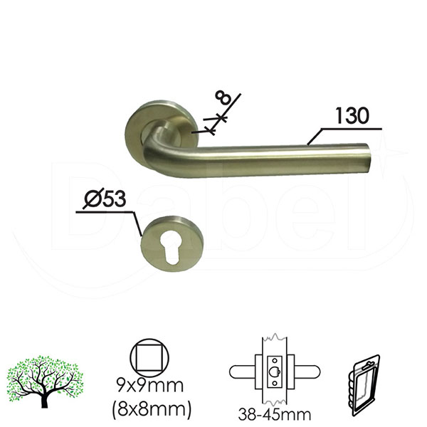 Kvaka rozeta za vrata RIVA Inox fi52/9/130/8/9mm  Cil DBP3