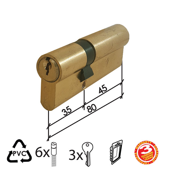 Cilindar za vrata CL2036 Mat Ms 80mm(35-45)  3K DBP1