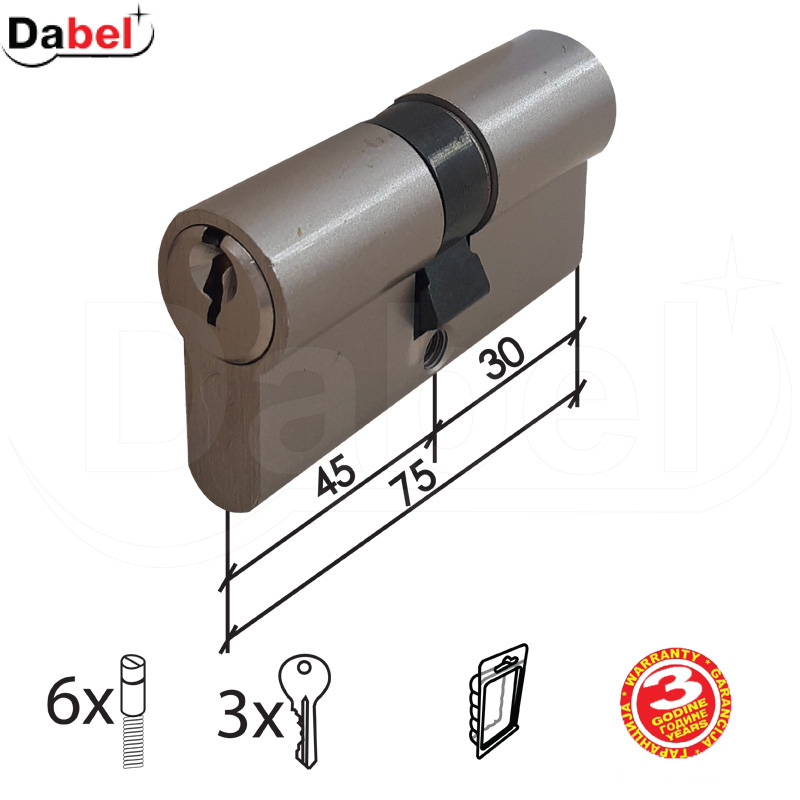 Cilindar za vrata CL2036 Nikl 75mm(30-45)  3K DBP1