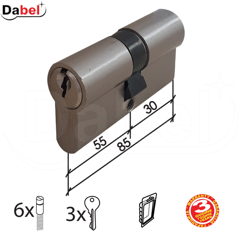 Cilindar za vrata CL2036 Nikl 85mm(30-55)  3K DBP1