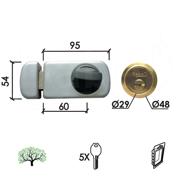 Brava dodatna za vrata B2024 Mat-Ni 60/95x54/fi48/fi29  5kod BPDQ