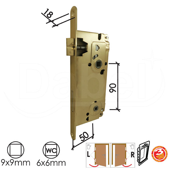 Brava za drvena vrata IDEA W Ms 50/90/18/9/6  WC 6x6mm DBP2