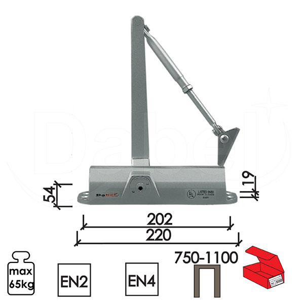 Zatvarač za vrata 4000 Silver 220(202)x54(19)mm  EN2-4 Q