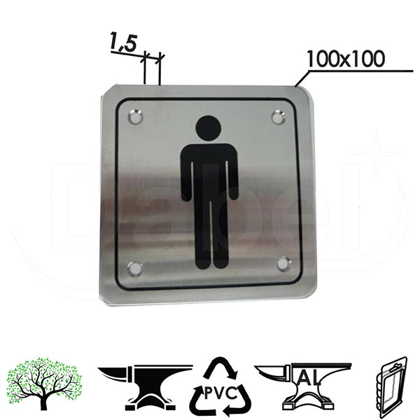 Oznaka za vrata WC Inox 100x150x1,5mm  muški DP1