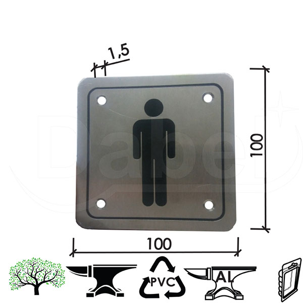 Oznaka za vrata WC Inox 170x130x1,5mm  javni DP1