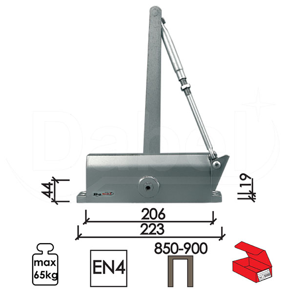 Zatvarač za vrata 4029 Silver 223(206)x44(19)mm  45-65kg Q