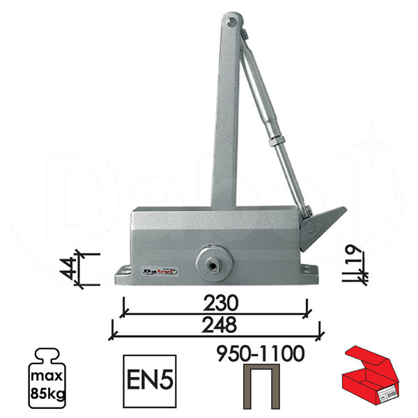 Zatvarač za vrata 4030 Silver 248(230)x44(19)mm  65-85kg Q