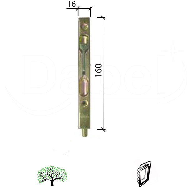 Rigla za drvena vrata RL4017 ZnŽ 160/16/14mm   DBP1