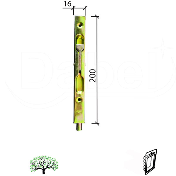 Rigla za drvena vrata RL4017 Ms 200/16/14mm   DBP1