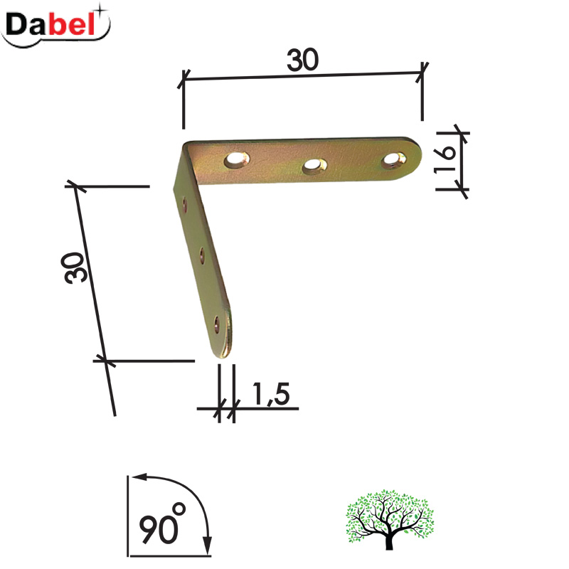 Ugaonik za nameštaj U4123 ZnŽ 30x30x16/1,5mm   NPD