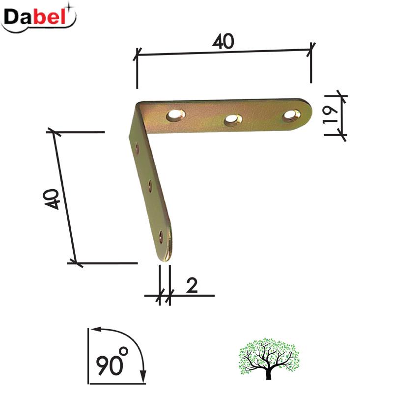 Ugaonik za nameštaj U4123 ZnŽ 40x40x19/2,0mm   NPD