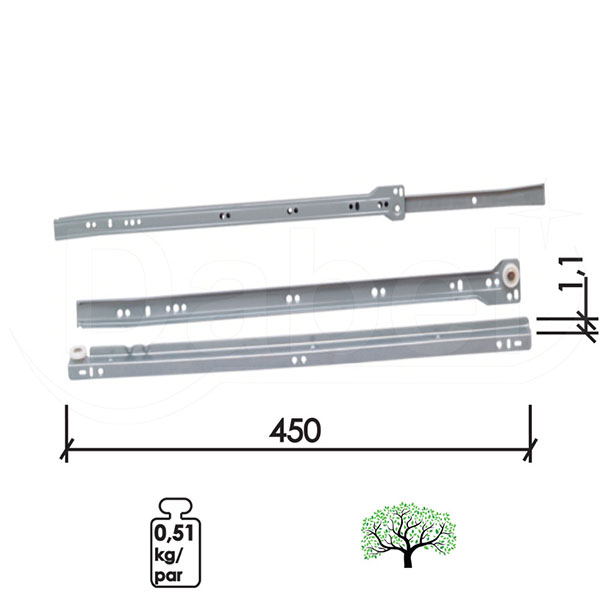 Klizač fioka KL5100 Bela 450/1,1mm   Q