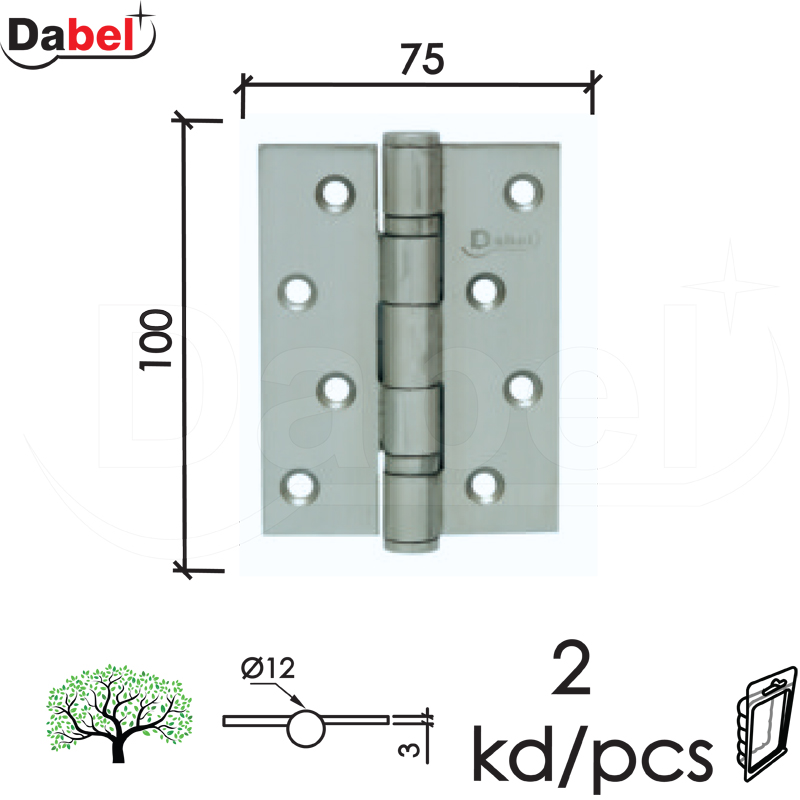 Šarka brodska za vrata SP9001 Hr x100x75x3mm (2kom)