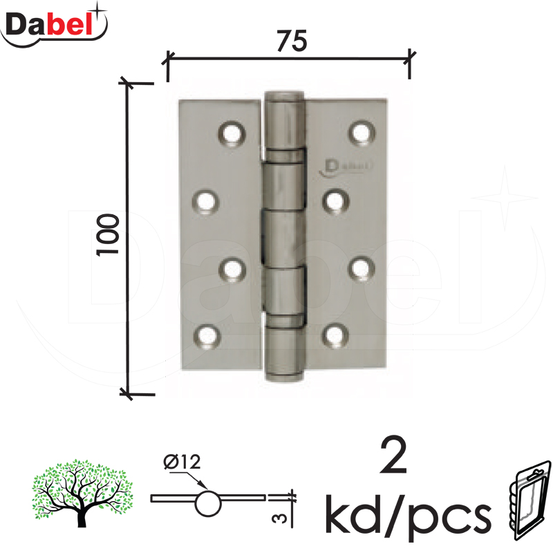 Šarka brodska za vrata SP9001 Inox x100x75x3mm (2kom)  Q