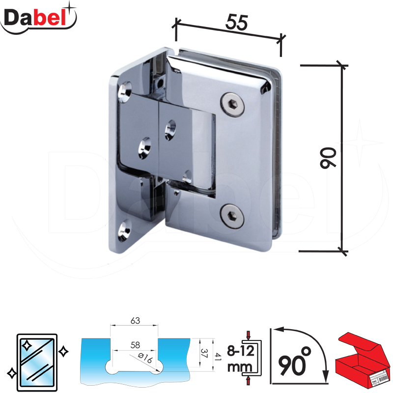 Šarka za tuš kabinu SP9021 Hr 90x55mm  Staklo-zid Q