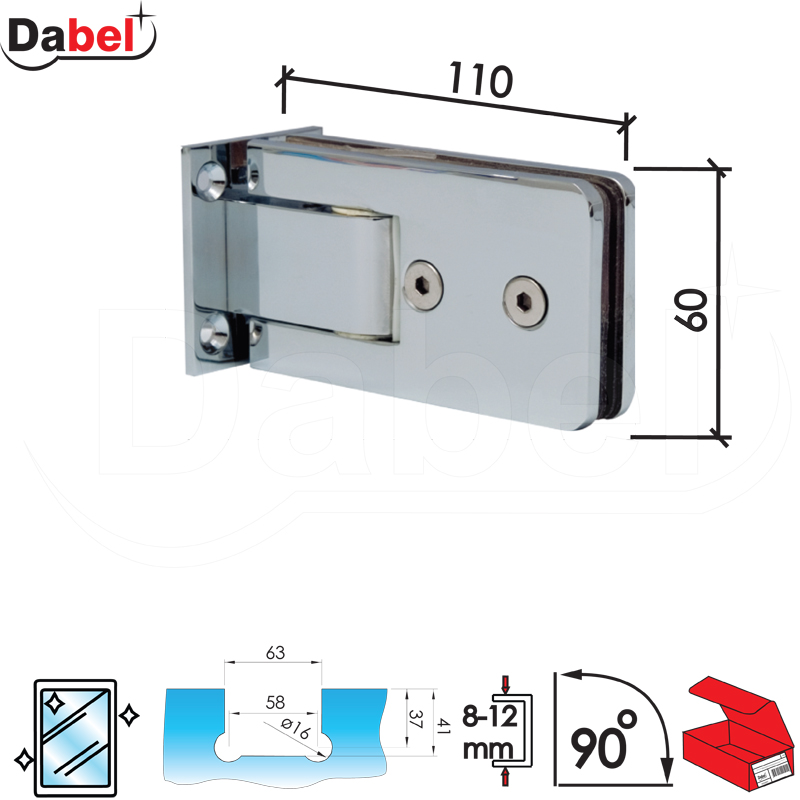 Šarka za tuš kabinu SP9014 Hr 60x110mm  Staklo-zid Q