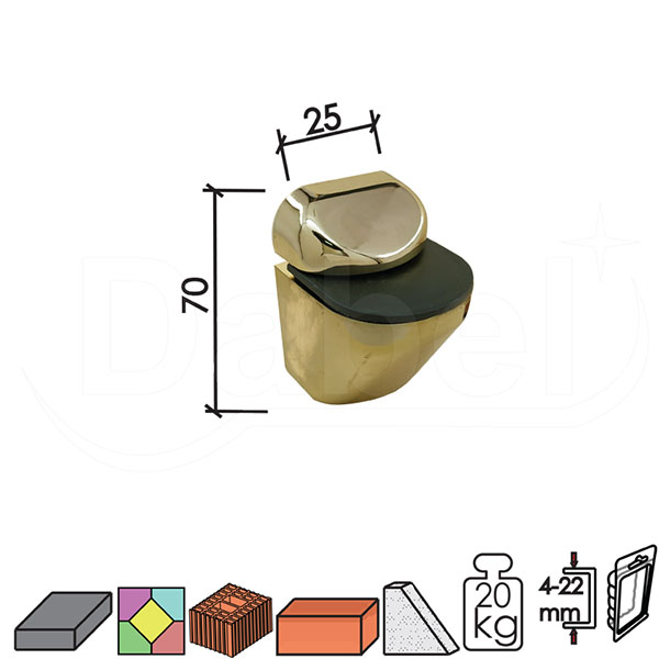 Nosač za staklenu policu MINI Ms 4-22mm (2kom) 20kg DBP1