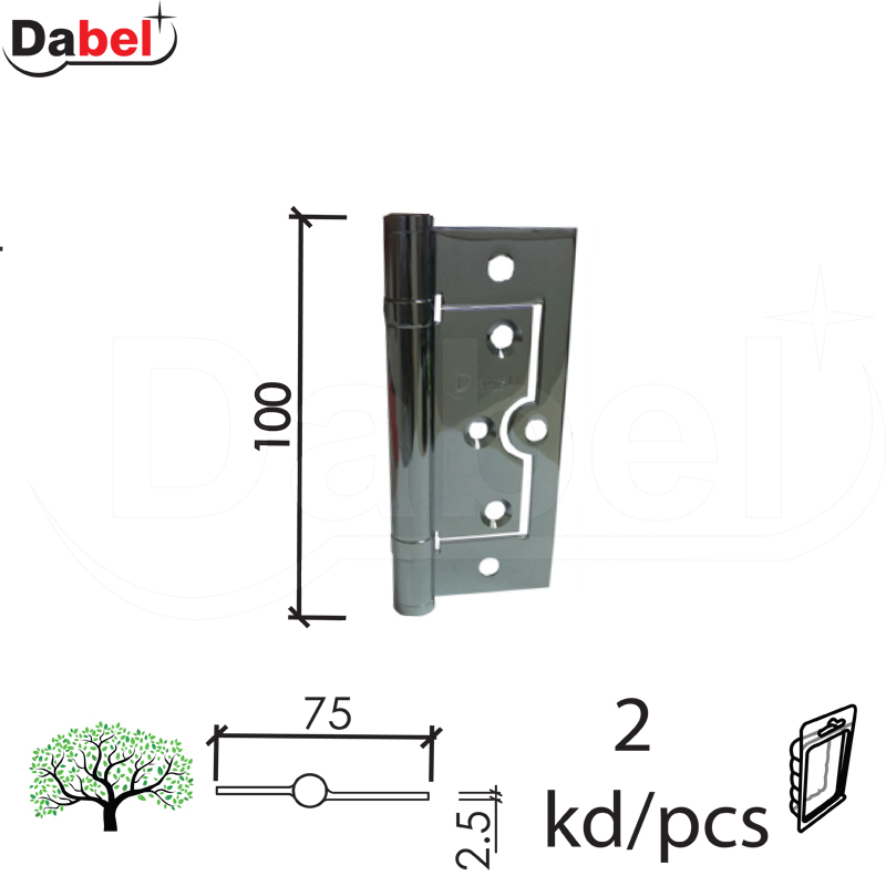 Šarka brodska za vrata SP9005 Hr x100x75x2,5mm (2kom)