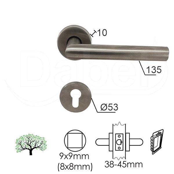 Kvaka rozeta za vrata NIŠ Inox fi53/10/135/8/9mm  Cil DBP3