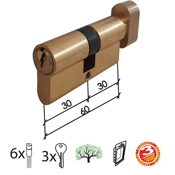 Cilindar sa dugmetom CL2036K Mat Ms 60mm(30D-30)  3K DBP1