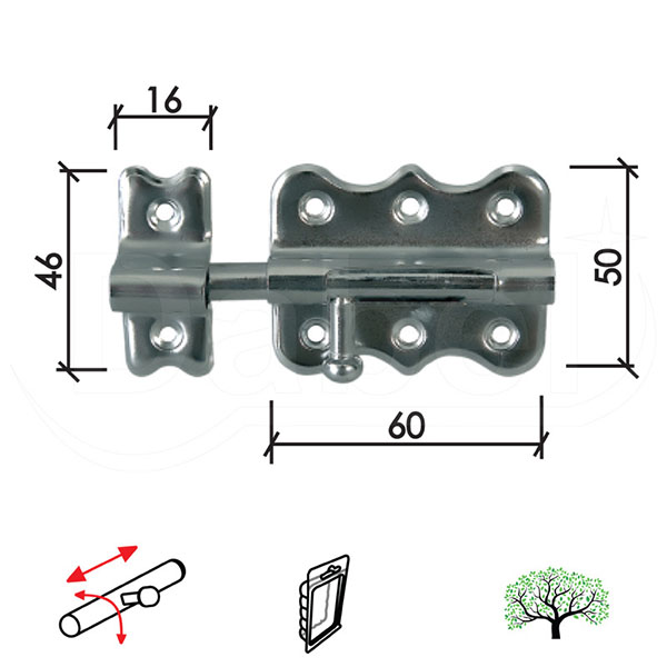 Reza za vrata 384 Nikl 60x50/16x46mm   DBP1